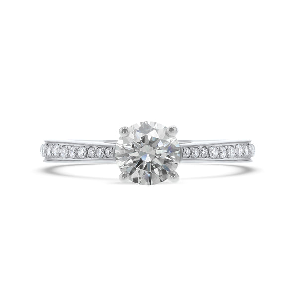 0.50ct Round Brilliant Cut Diamond Platinum Diamond Set Shoulders Engagement Ring