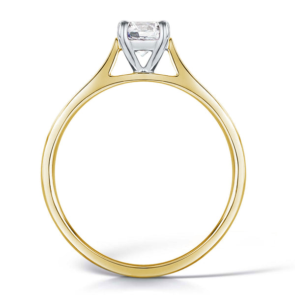 0.50ct Round Brilliant Cut Diamond 18ct Yellow Gold and Platinum Solitaire Engagement Ring