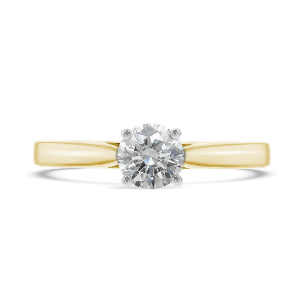 0.50ct Round Brilliant Cut Diamond 18ct Yellow Gold and Platinum Solitaire Engagement Ring