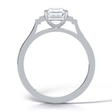 0.70ct Emerald Cut Diamond Platinum Step Down Baguette Engagement Ring