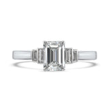 0.70ct Emerald Cut Diamond Platinum Step Down Baguette Engagement Ring