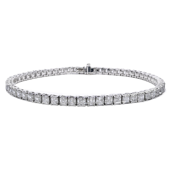 8.00ct Asscher Cut 18ct White Gold Diamond Tennis Bracelet