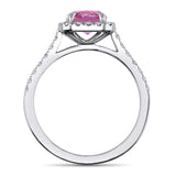 2.00ct Cushion Cut Pink Sapphire Diamond Halo Platinum Ring