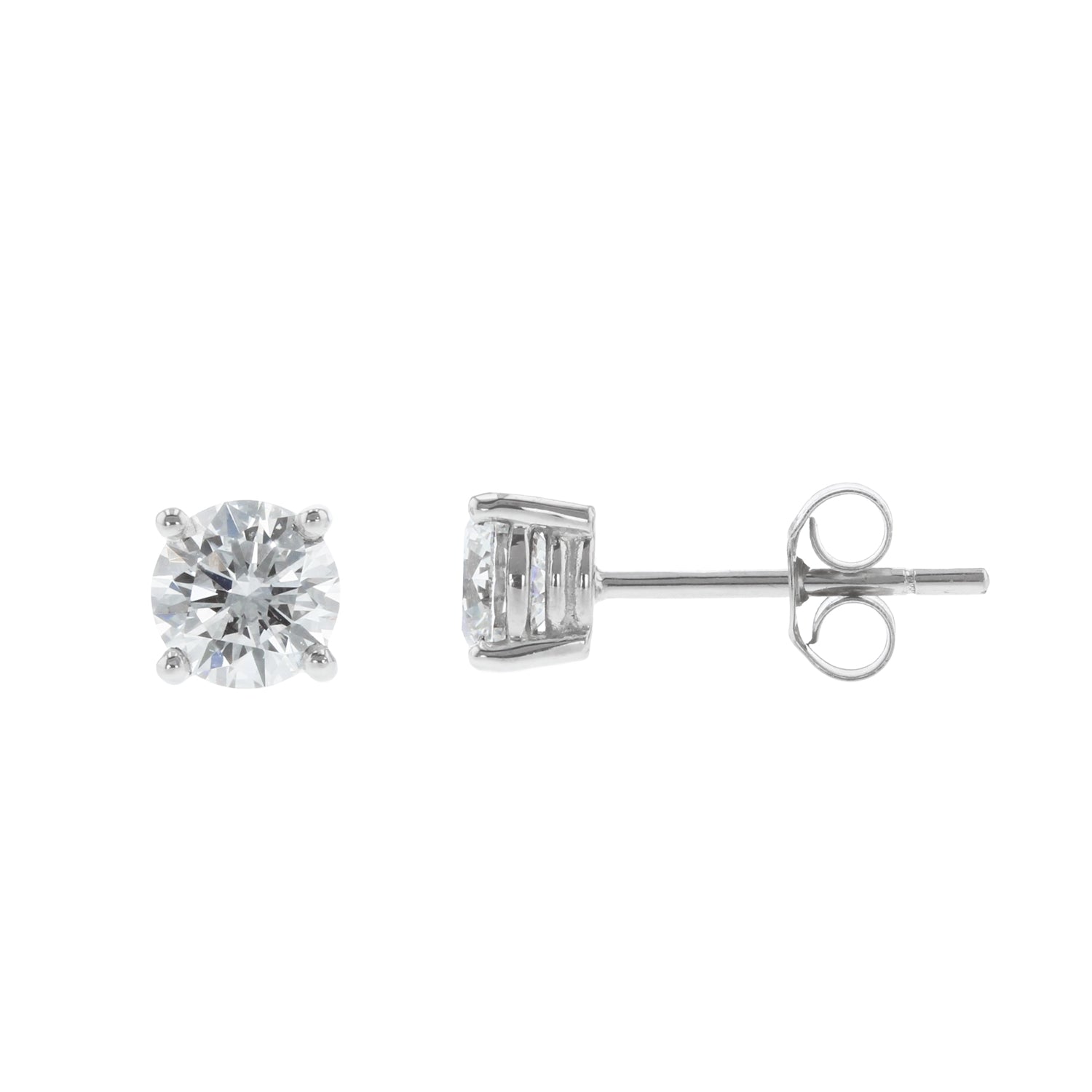 1.50ct Round Brilliant Cut Diamond Stud Earrings - 18ct White Gold ...