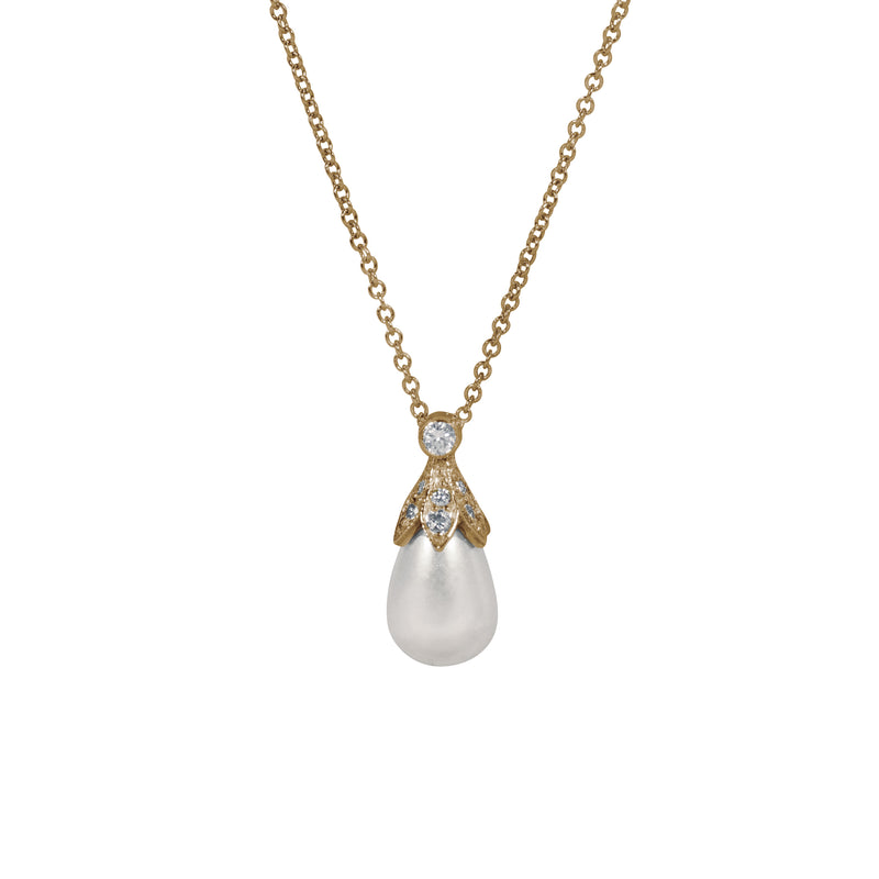 18ct Yellow Gold Rose Diamond & Pearl Necklace – Bow & Co Jewellery Ltd