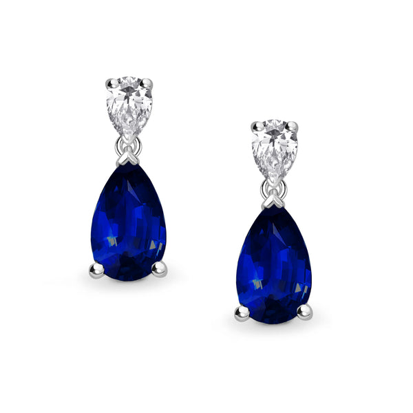 White Lab-Created Sapphire Drop Earrings Pear, Baguette & Round-cut  Sterling Silver | Kay