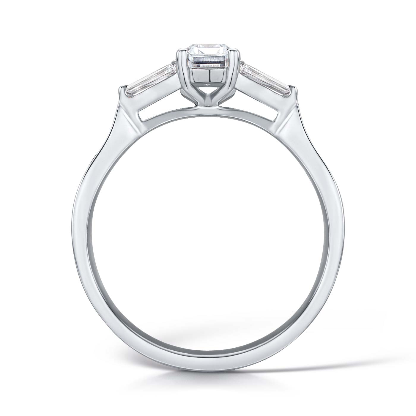 Platinum 070ct Round Brilliant Cut Diamond Tapered Baguette Engagemen Bow And Co Jewellery Ltd